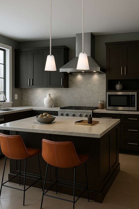 Mini Pendant Nuvo 60-8737 Royale - Mini Pendant - Brushed Nickel Finish - Ribbed White Glass Nuvo