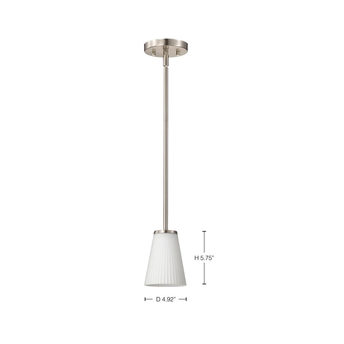 Mini Pendant Nuvo 60-8737 Royale - Mini Pendant - Brushed Nickel Finish - Ribbed White Glass Nuvo