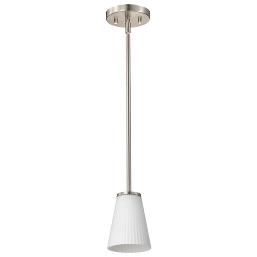 Mini Pendant Nuvo 60-8737 Royale - Mini Pendant - Brushed Nickel Finish - Ribbed White Glass Nuvo
