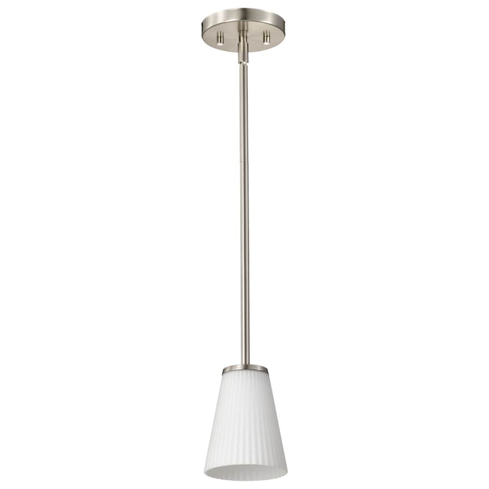 Mini Pendant Nuvo 60-8737 Royale - Mini Pendant - Brushed Nickel Finish - Ribbed White Glass Nuvo