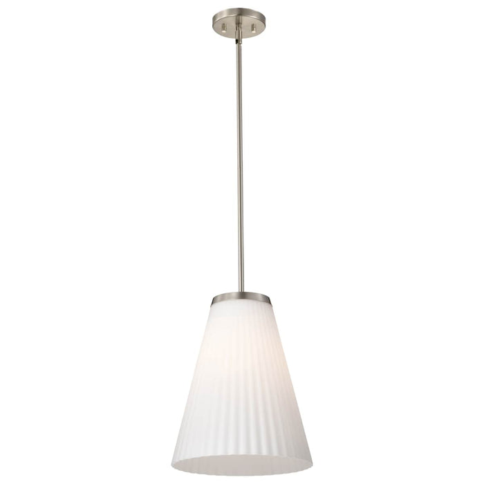 Pendant Nuvo 60-8738 Royale - Large Pendant - Brushed Nickel Finish - Ribbed White Glass Nuvo