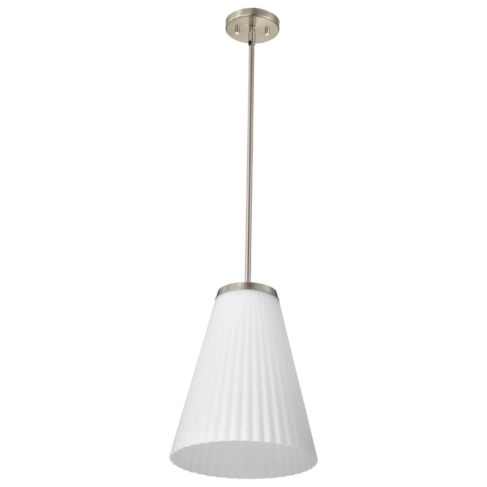 Pendant Nuvo 60-8738 Royale - Large Pendant - Brushed Nickel Finish - Ribbed White Glass Nuvo