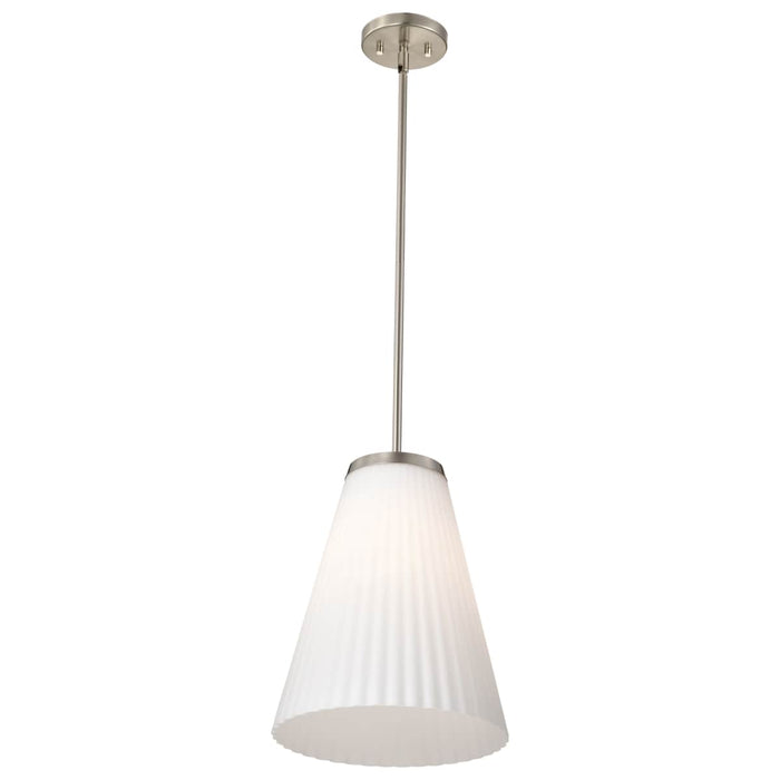 Pendant Nuvo 60-8738 Royale - Large Pendant - Brushed Nickel Finish - Ribbed White Glass Nuvo