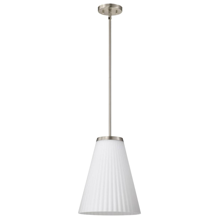 Pendant Nuvo 60-8738 Royale - Large Pendant - Brushed Nickel Finish - Ribbed White Glass Nuvo