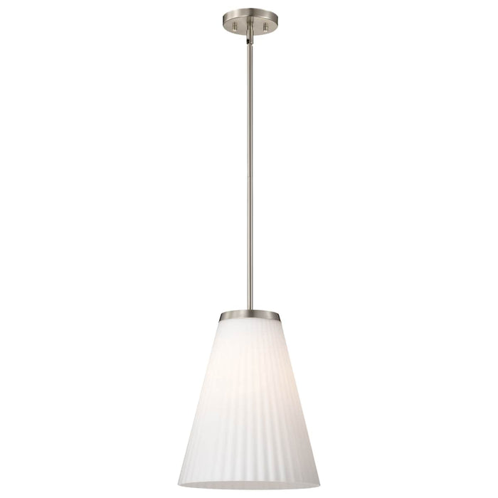 Pendant Nuvo 60-8738 Royale - Large Pendant - Brushed Nickel Finish - Ribbed White Glass Nuvo
