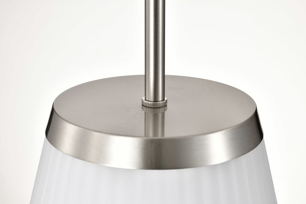 Pendant Nuvo 60-8738 Royale - Large Pendant - Brushed Nickel Finish - Ribbed White Glass Nuvo