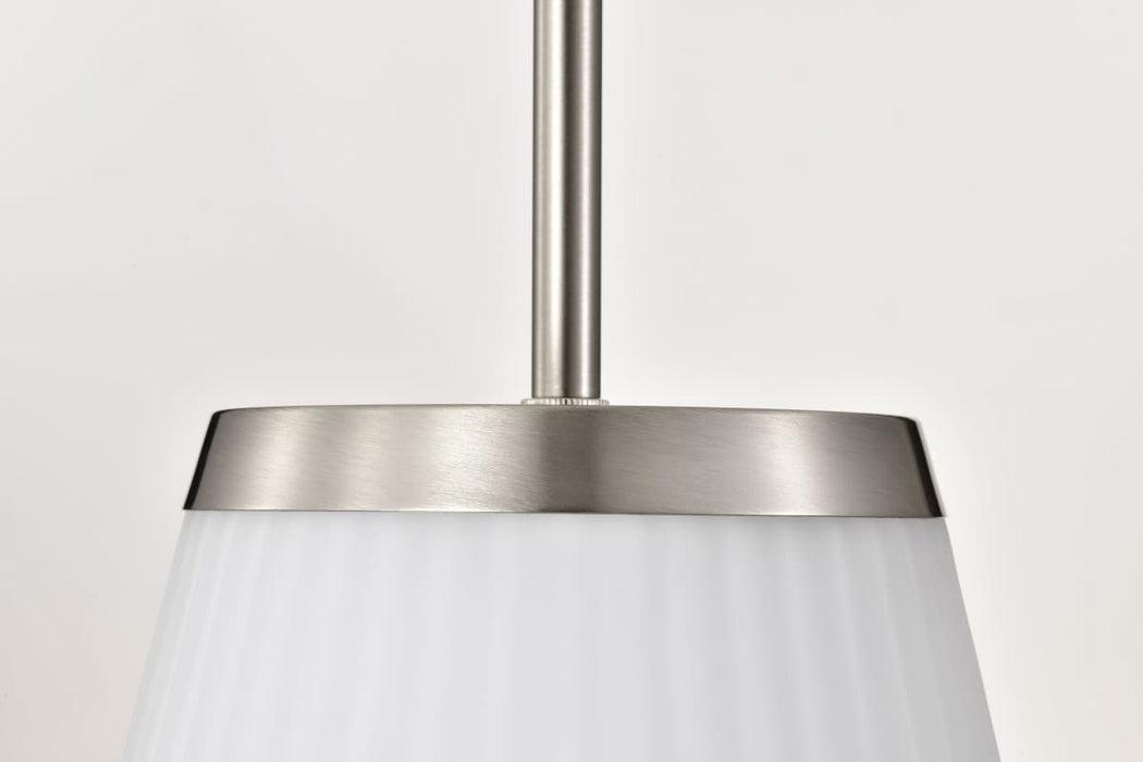 Pendant Nuvo 60-8738 Royale - Large Pendant - Brushed Nickel Finish - Ribbed White Glass Nuvo