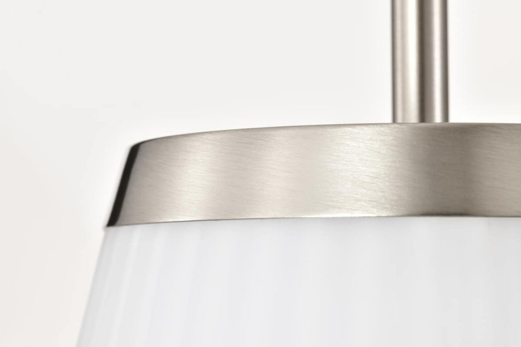 Pendant Nuvo 60-8738 Royale - Large Pendant - Brushed Nickel Finish - Ribbed White Glass Nuvo