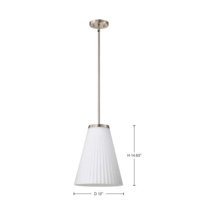 Pendant Nuvo 60-8738 Royale - Large Pendant - Brushed Nickel Finish - Ribbed White Glass Nuvo