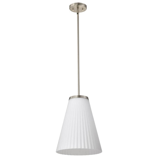 Pendant Nuvo 60-8738 Royale - Large Pendant - Brushed Nickel Finish - Ribbed White Glass Nuvo