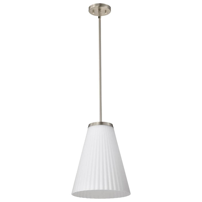 Pendant Nuvo 60-8738 Royale - Large Pendant - Brushed Nickel Finish - Ribbed White Glass Nuvo