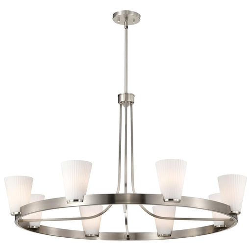 Chandelier Nuvo 60-8739 Royale - 8 Light Chandelier - Brushed Nickel Finish - Ribbed White Glass Nuvo