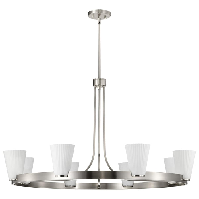 Chandelier Nuvo 60-8739 Royale - 8 Light Chandelier - Brushed Nickel Finish - Ribbed White Glass Nuvo