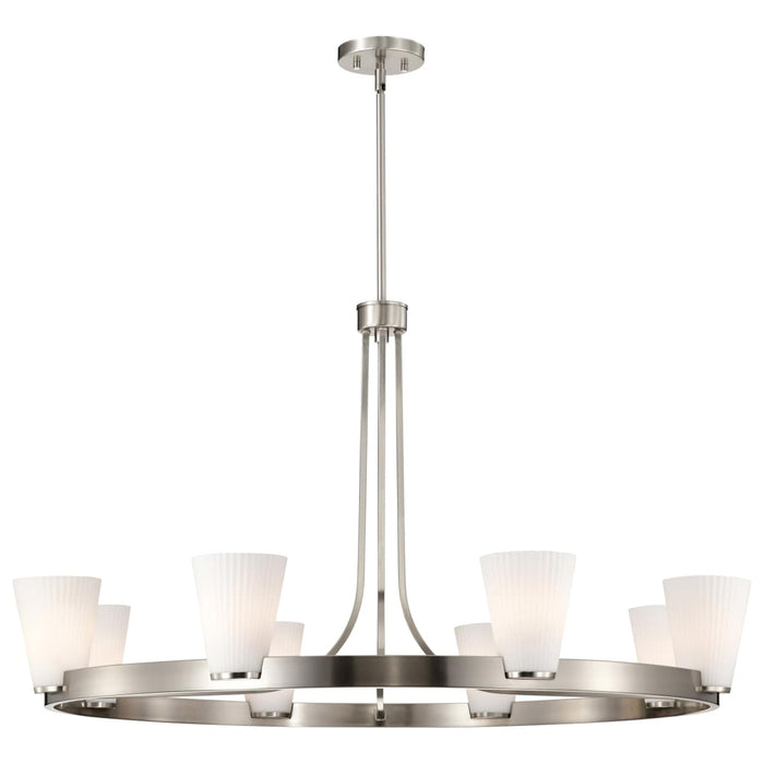 Chandelier Nuvo 60-8739 Royale - 8 Light Chandelier - Brushed Nickel Finish - Ribbed White Glass Nuvo
