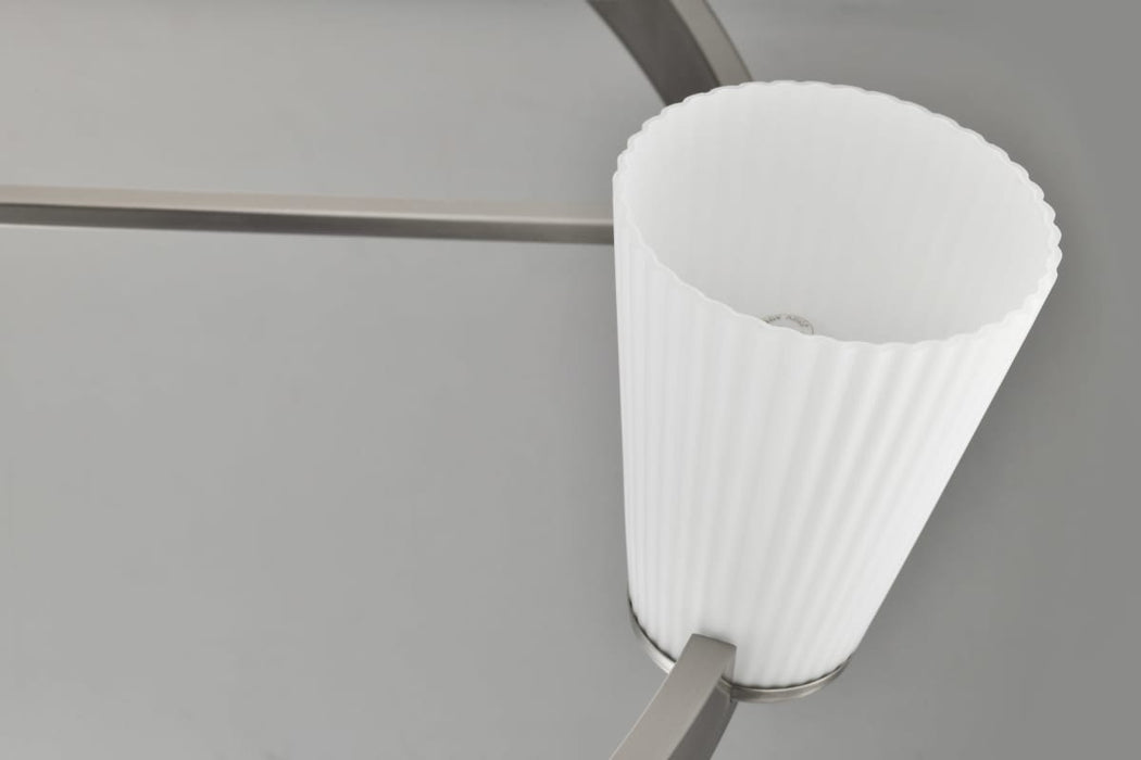 Chandelier Nuvo 60-8739 Royale - 8 Light Chandelier - Brushed Nickel Finish - Ribbed White Glass Nuvo