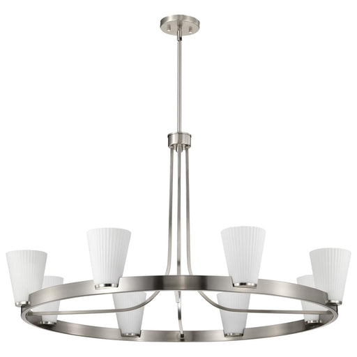 Chandelier Nuvo 60-8739 Royale - 8 Light Chandelier - Brushed Nickel Finish - Ribbed White Glass Nuvo