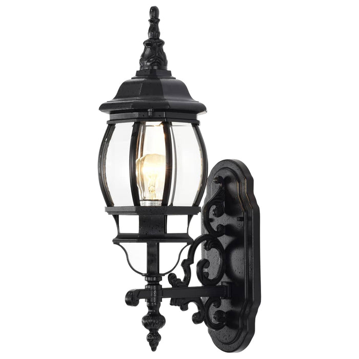 Wall Lantern Nuvo 60-887 Central Park - 1 Light - 20 in. - Wall Lantern with Clear Beveled Glass - Textured Black Finish Nuvo