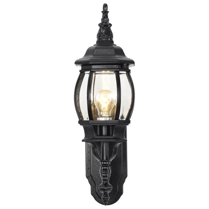 Wall Lantern Nuvo 60-887 Central Park - 1 Light - 20 in. - Wall Lantern with Clear Beveled Glass - Textured Black Finish Nuvo