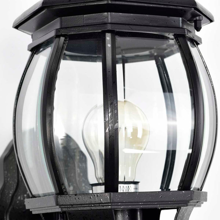 Wall Lantern Nuvo 60-887 Central Park - 1 Light - 20 in. - Wall Lantern with Clear Beveled Glass - Textured Black Finish Nuvo