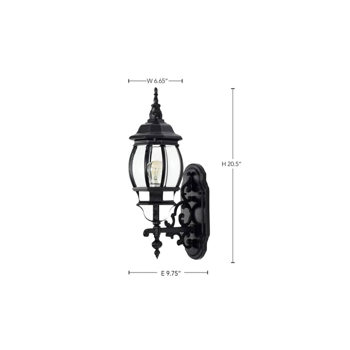 Wall Lantern Nuvo 60-887 Central Park - 1 Light - 20 in. - Wall Lantern with Clear Beveled Glass - Textured Black Finish Nuvo