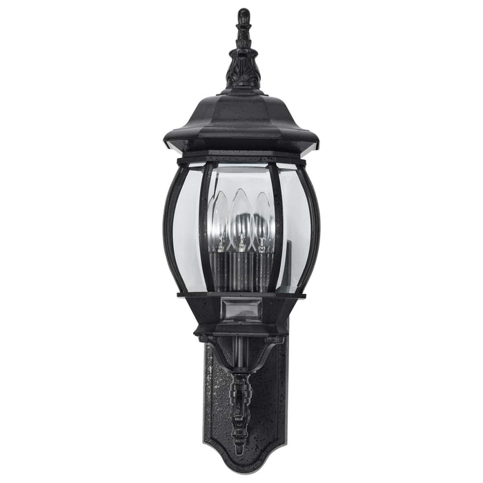 Wall Lantern Nuvo 60-890 Central Park - 3 Light - 22 in. - Wall Lantern with Clear Beveled Glass - Textured Black Finish Nuvo