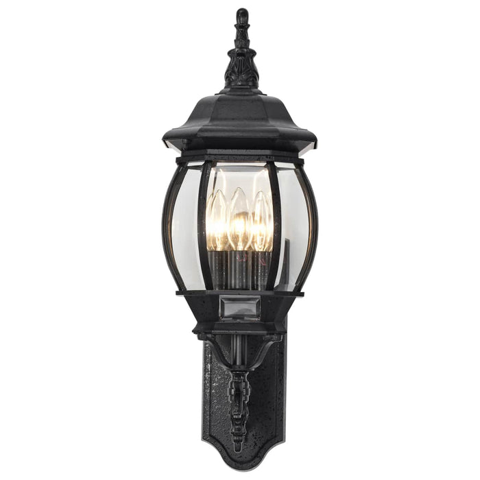 Wall Lantern Nuvo 60-890 Central Park - 3 Light - 22 in. - Wall Lantern with Clear Beveled Glass - Textured Black Finish Nuvo