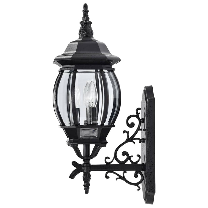 Wall Lantern Nuvo 60-890 Central Park - 3 Light - 22 in. - Wall Lantern with Clear Beveled Glass - Textured Black Finish Nuvo