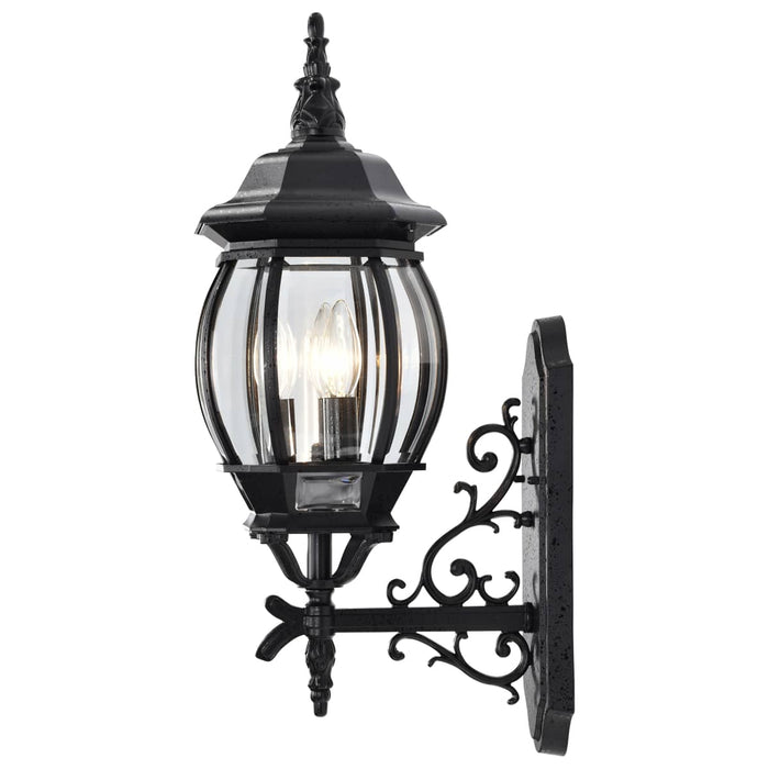 Wall Lantern Nuvo 60-890 Central Park - 3 Light - 22 in. - Wall Lantern with Clear Beveled Glass - Textured Black Finish Nuvo