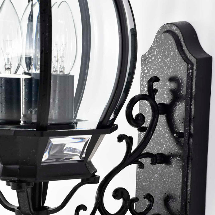 Wall Lantern Nuvo 60-890 Central Park - 3 Light - 22 in. - Wall Lantern with Clear Beveled Glass - Textured Black Finish Nuvo