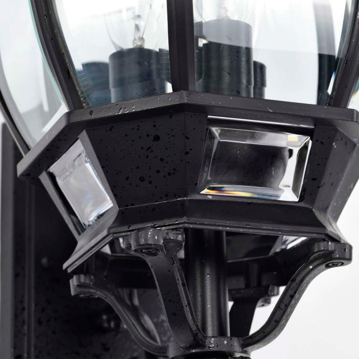 Wall Lantern Nuvo 60-890 Central Park - 3 Light - 22 in. - Wall Lantern with Clear Beveled Glass - Textured Black Finish Nuvo