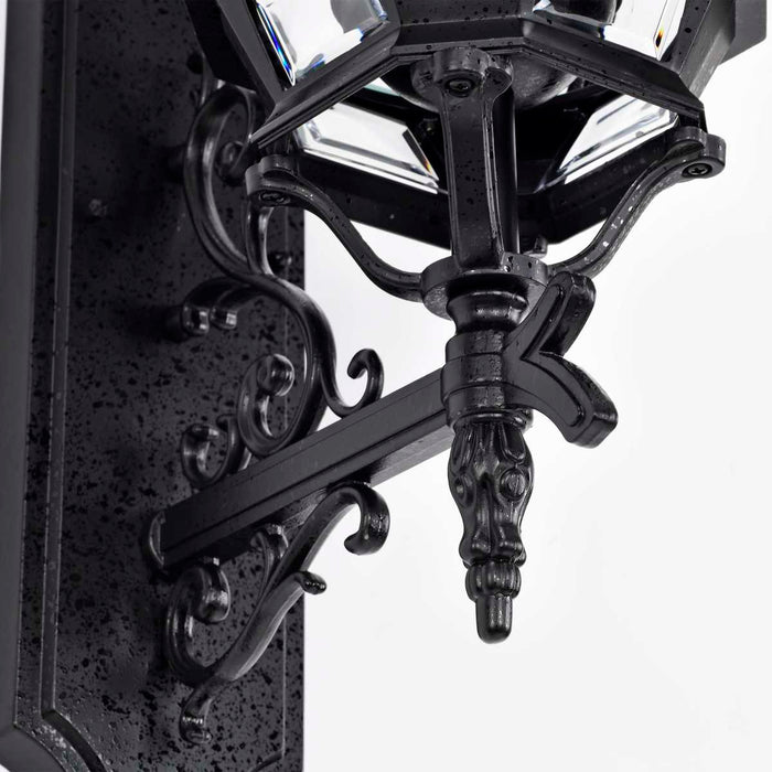 Wall Lantern Nuvo 60-890 Central Park - 3 Light - 22 in. - Wall Lantern with Clear Beveled Glass - Textured Black Finish Nuvo