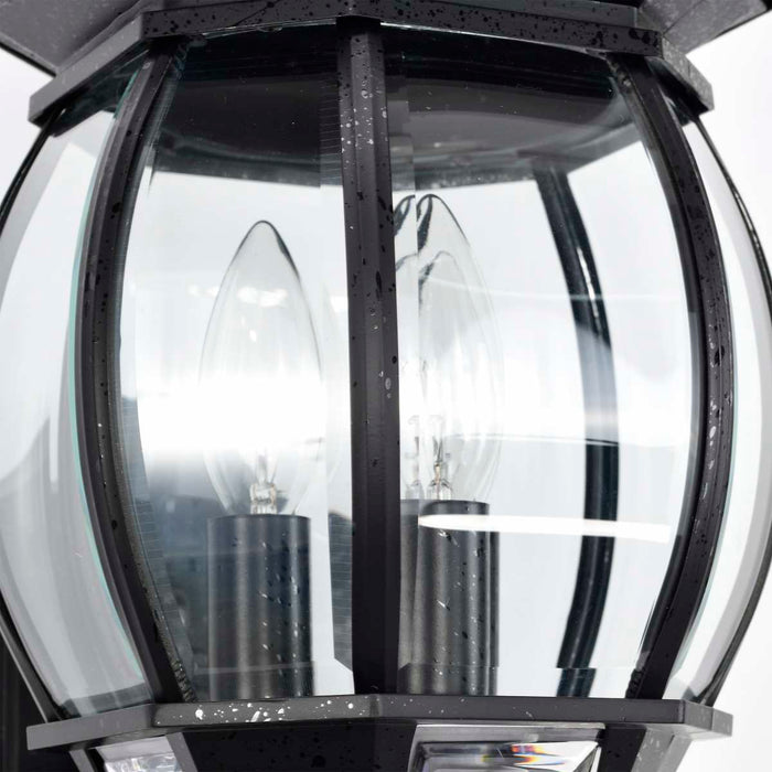 Wall Lantern Nuvo 60-890 Central Park - 3 Light - 22 in. - Wall Lantern with Clear Beveled Glass - Textured Black Finish Nuvo