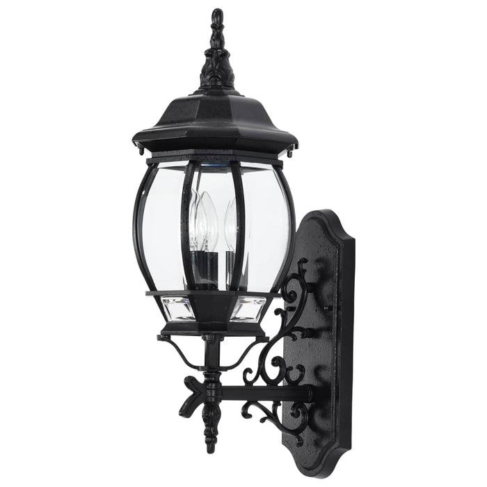 Wall Lantern Nuvo 60-890 Central Park - 3 Light - 22 in. - Wall Lantern with Clear Beveled Glass - Textured Black Finish Nuvo