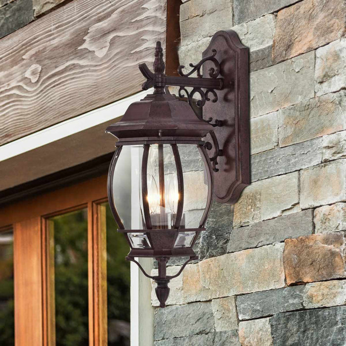 Wall Lantern Nuvo 60-892 Central Park - 3 Light - 22 in. - Wall Lantern with Clear Beveled Glass - Old Bronze Finish Nuvo