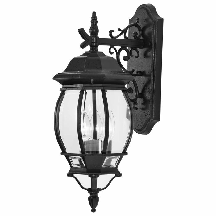 Wall Lantern Nuvo 60-893 Central Park - 3 Light - 22 in. - Wall Lantern with Clear Beveled Glass - Textured Black Finish Nuvo