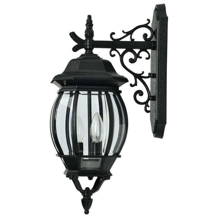 Wall Lantern Nuvo 60-893 Central Park - 3 Light - 22 in. - Wall Lantern with Clear Beveled Glass - Textured Black Finish Nuvo