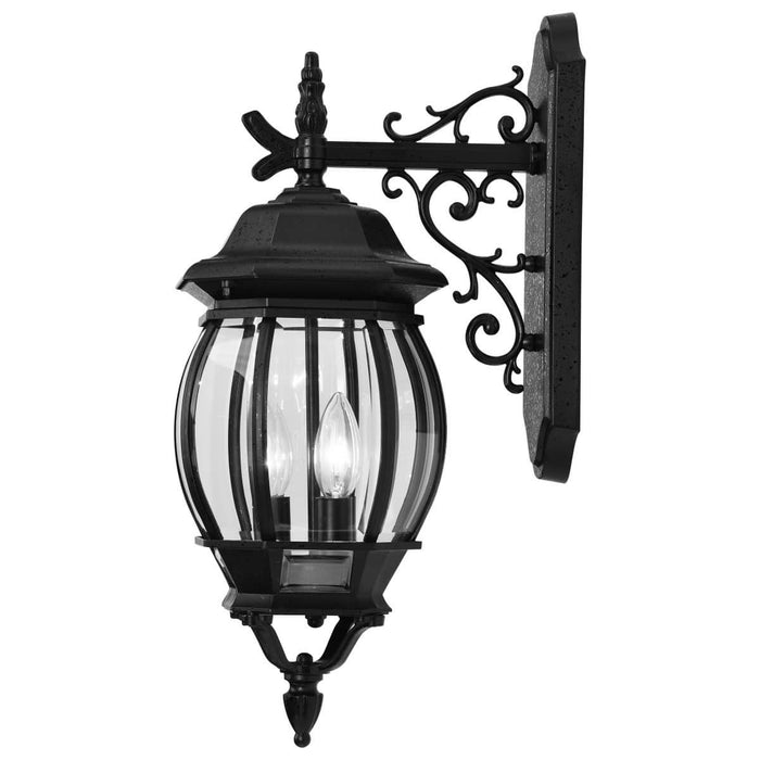Wall Lantern Nuvo 60-893 Central Park - 3 Light - 22 in. - Wall Lantern with Clear Beveled Glass - Textured Black Finish Nuvo