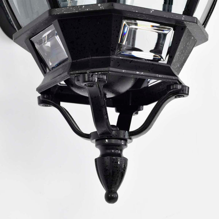Wall Lantern Nuvo 60-893 Central Park - 3 Light - 22 in. - Wall Lantern with Clear Beveled Glass - Textured Black Finish Nuvo