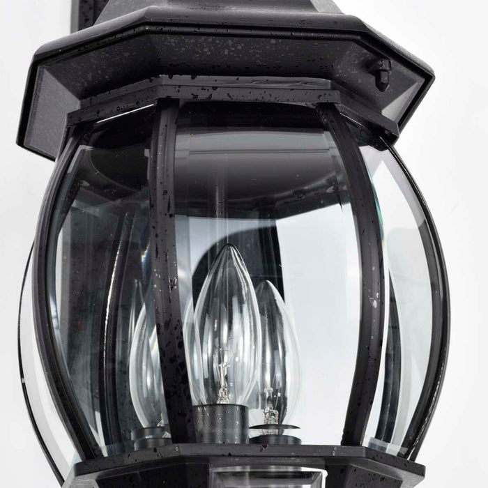 Wall Lantern Nuvo 60-893 Central Park - 3 Light - 22 in. - Wall Lantern with Clear Beveled Glass - Textured Black Finish Nuvo