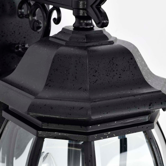 Wall Lantern Nuvo 60-893 Central Park - 3 Light - 22 in. - Wall Lantern with Clear Beveled Glass - Textured Black Finish Nuvo