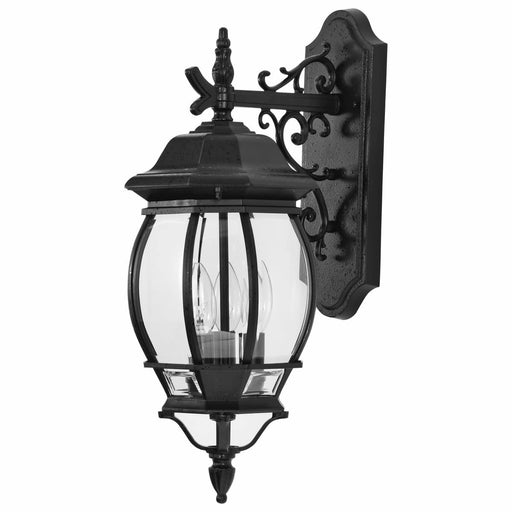 Wall Lantern Nuvo 60-893 Central Park - 3 Light - 22 in. - Wall Lantern with Clear Beveled Glass - Textured Black Finish Nuvo