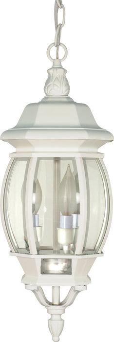 Hanging Lantern Nuvo 60-894 Central Park - 3 Light - 20 in. - Hanging Lantern with Clear Beveled Glass - White Finish Nuvo