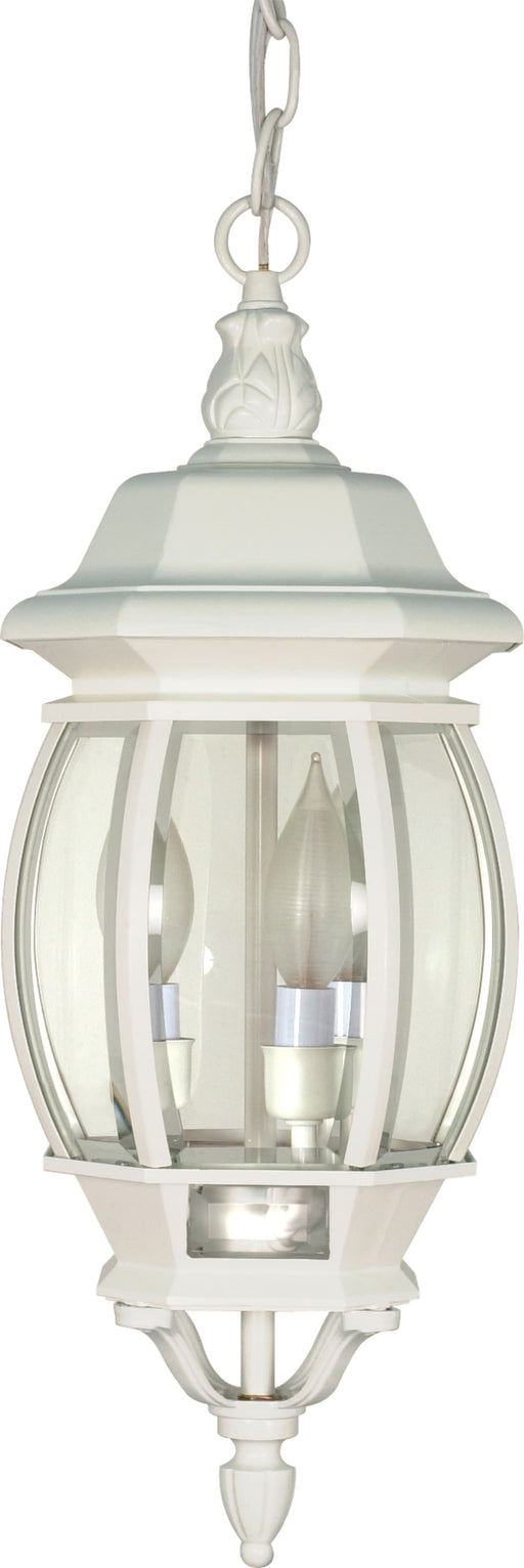 Hanging Lantern Nuvo 60-894 Central Park - 3 Light - 20 in. - Hanging Lantern with Clear Beveled Glass - White Finish Nuvo