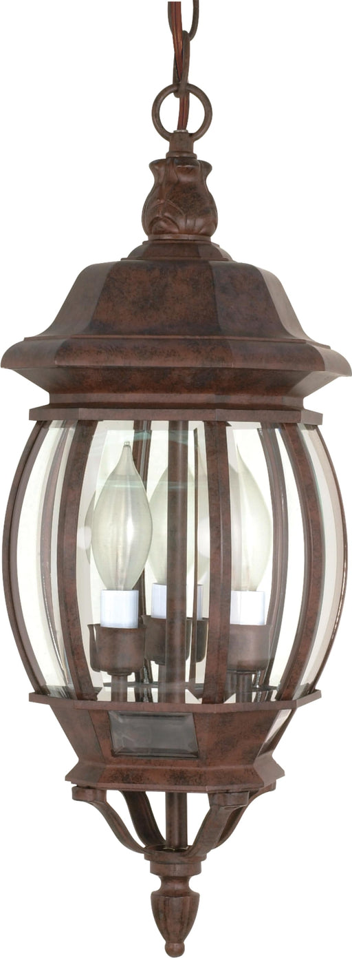 Hanging Lantern Nuvo 60-895 Central Park - 3 Light - 20 in. - Hanging Lantern with Clear Beveled Glass - Old Bronze Finish Nuvo