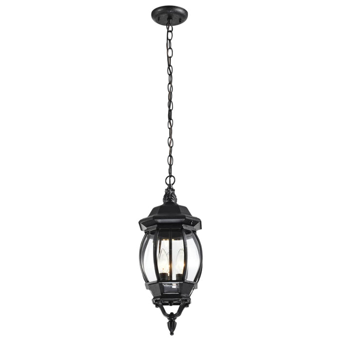 Hanging Lantern Nuvo 60-896 Central Park - 3 Light - 20 in. - Hanging Lantern with Clear Beveled Glass - Textured Black Finish Nuvo
