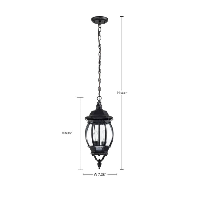 Hanging Lantern Nuvo 60-896 Central Park - 3 Light - 20 in. - Hanging Lantern with Clear Beveled Glass - Textured Black Finish Nuvo