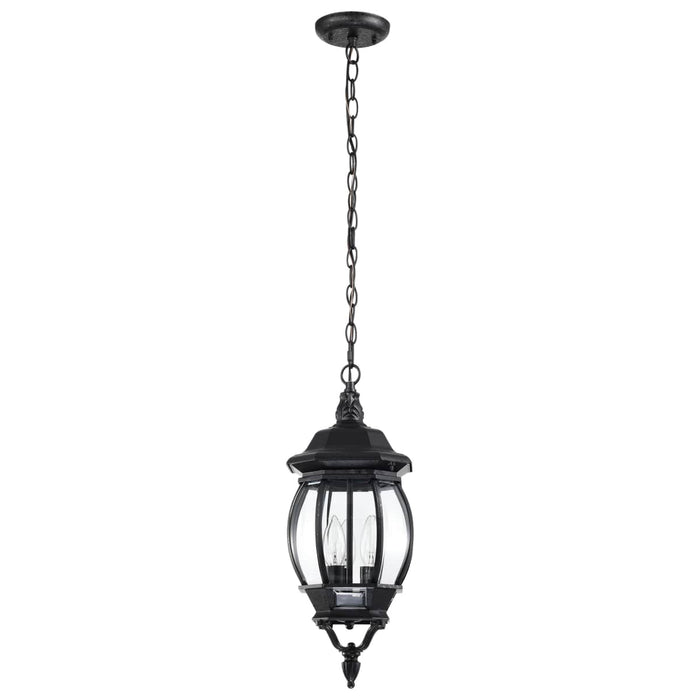 Hanging Lantern Nuvo 60-896 Central Park - 3 Light - 20 in. - Hanging Lantern with Clear Beveled Glass - Textured Black Finish Nuvo