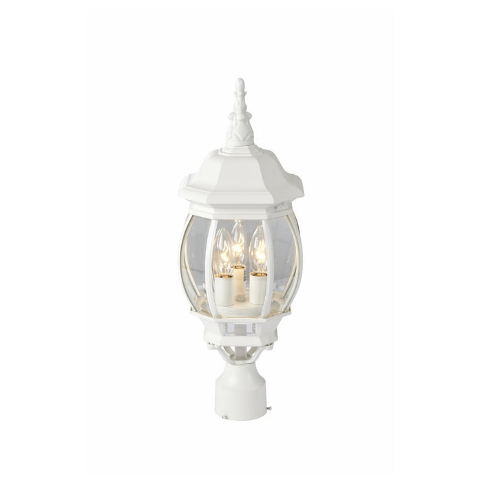 Post Lantern Nuvo 60-897 Central Park - 3 Light - 21 in. - Post Lantern with Clear Beveled Glass - White Finish Nuvo