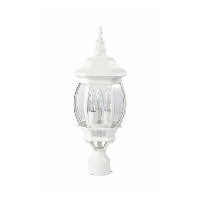 Post Lantern Nuvo 60-897 Central Park - 3 Light - 21 in. - Post Lantern with Clear Beveled Glass - White Finish Nuvo