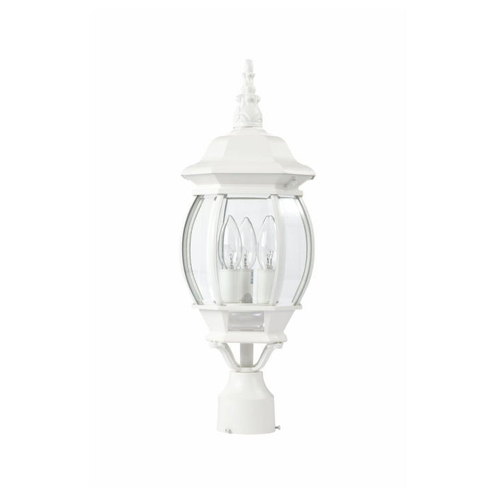 Post Lantern Nuvo 60-897 Central Park - 3 Light - 21 in. - Post Lantern with Clear Beveled Glass - White Finish Nuvo